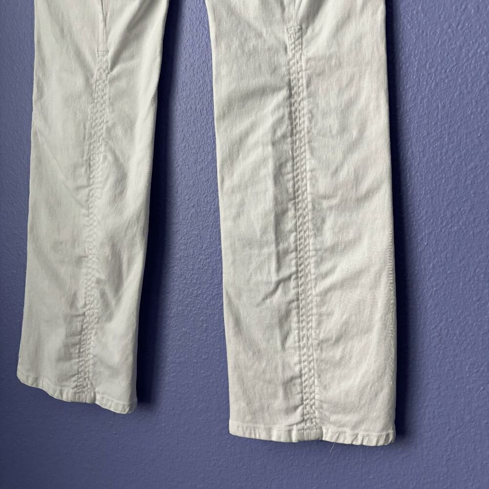 Split White Denim Low Rise Jeans Boot Cut Y2K 90s Side Zipper VNTG Size 7 Stretc - Picture 2 of 10